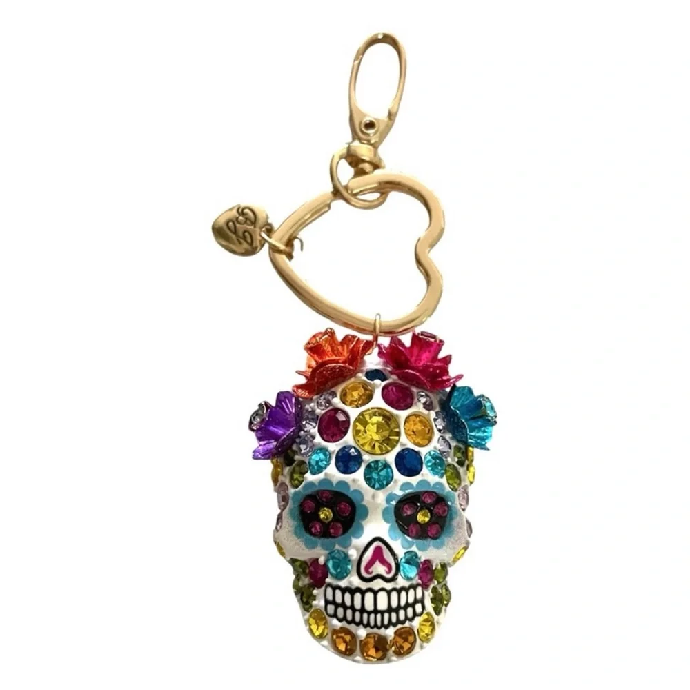 NWT ⚜️💖⚜️ Betsey Johnson Gorgeous Sugar Skull Keychain Bag Charm